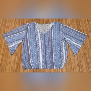 Style & Co Blue Patterned Women's Knit Top